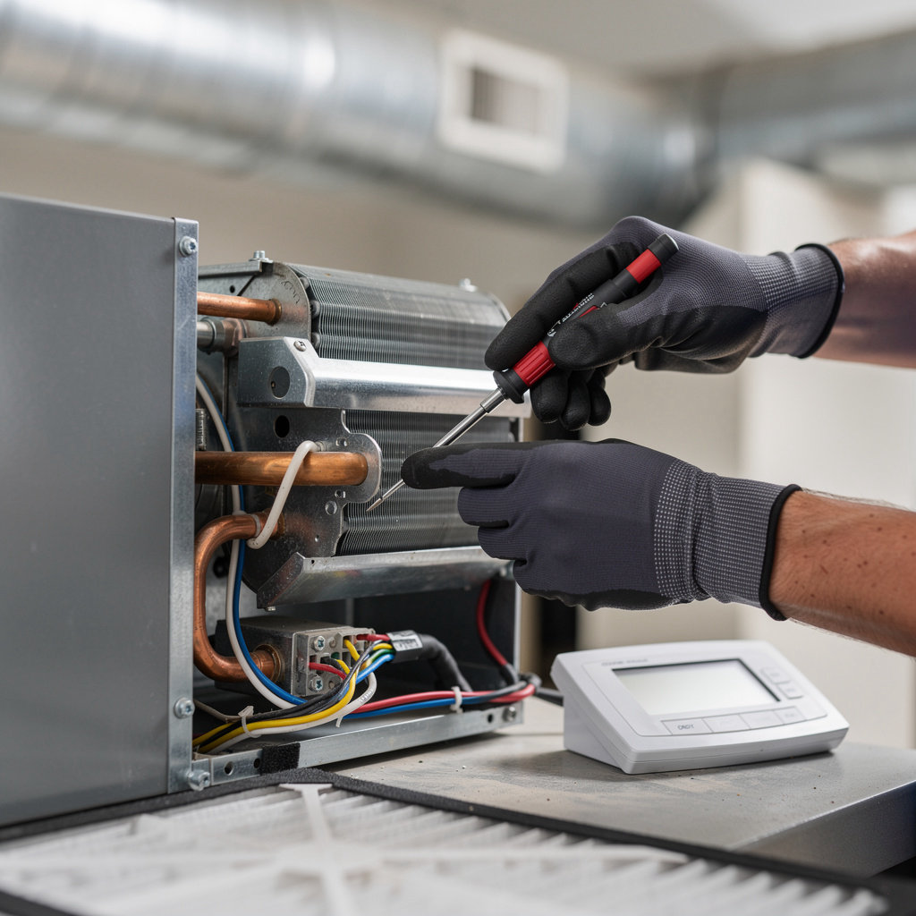 Denver HVAC Experts technician performing professional HVAC installation or repair service in a Denver home
